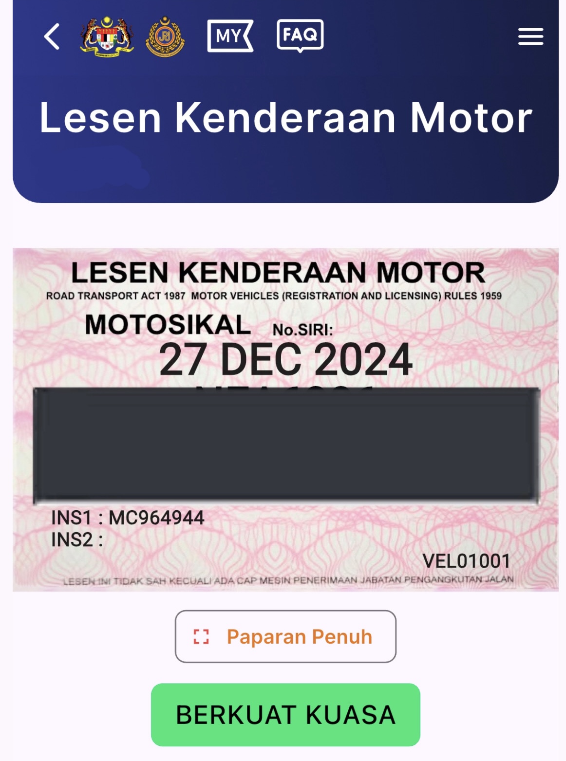 Lesen Kenderaan Motor